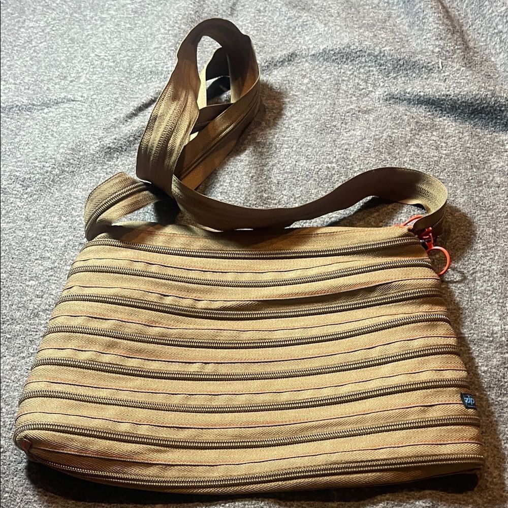 Zip-it Brown Crossbody Bag with Zipper Design